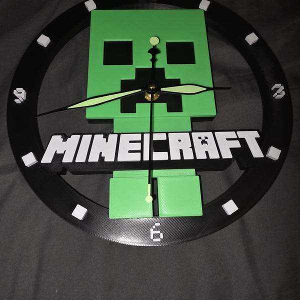 10" minecraft wall clock made 1-3 days by 3dCurioPrints