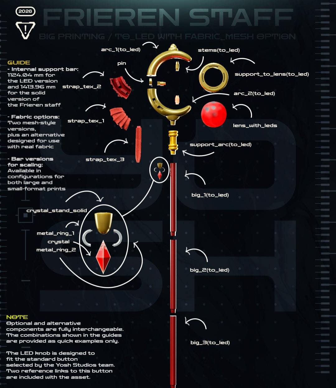 Red opaque Frieren staff cosplay prop for Beyond Journey's End convention photos