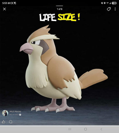 Life size 1:1 1 ft Pokemon #0016 Pidgey bust statue figure by 3dCurioPrints