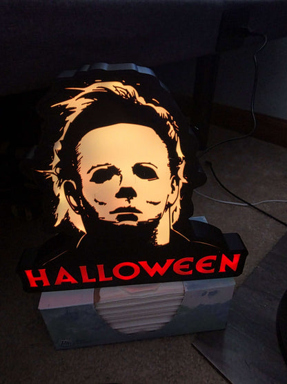 Halloween Michael myers 10" lightbox horror comes with onn led lights by 3dCurioPrints