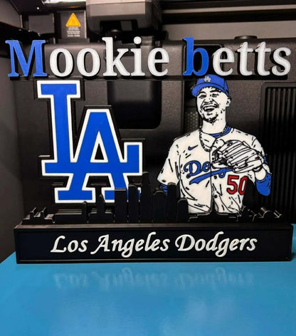 All sports 10-inch nameplate featuring customizable NFL, NBA, MLB athlete names like Jordan, Kobe, LeBron, Curry, Ohtani, and Brady for fan displays