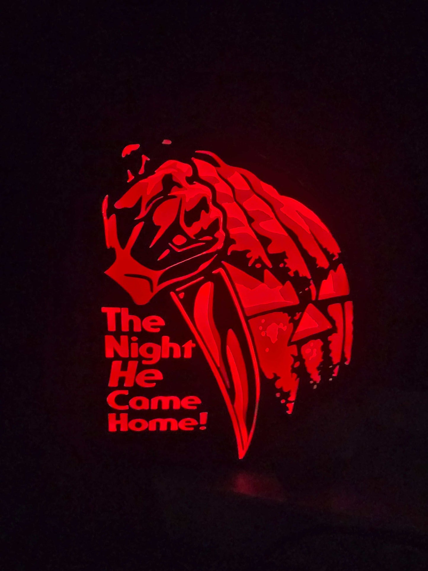 Halloween Michael Myers with jack-o-lantern on white background and LED lightbox