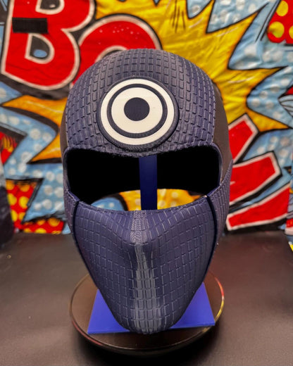 Full head Bullseye vigilante mask with magnets, one size fits most, available in blue or black/navy