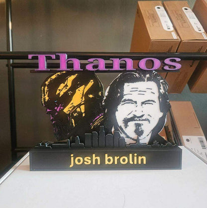 Superhero 10-inch nameplate wall art featuring Wolverine, Spider-Man, Iron Man, and Deadpool for desk or wall display