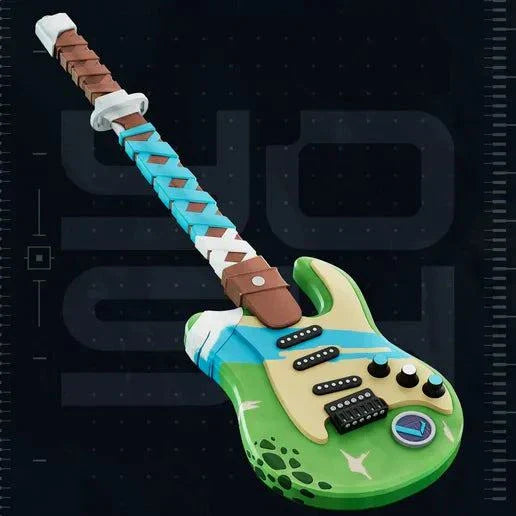 Colored TMNT Leonardo guitar prop for cosplay, unpainted and customizable.