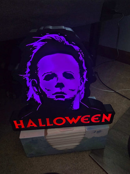 Halloween Michael myers 10" lightbox horror comes with onn led lights by 3dCurioPrints