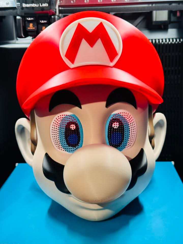 Mario-inspired plumber video game mask with magnets, one size fits all for cosplay and parties