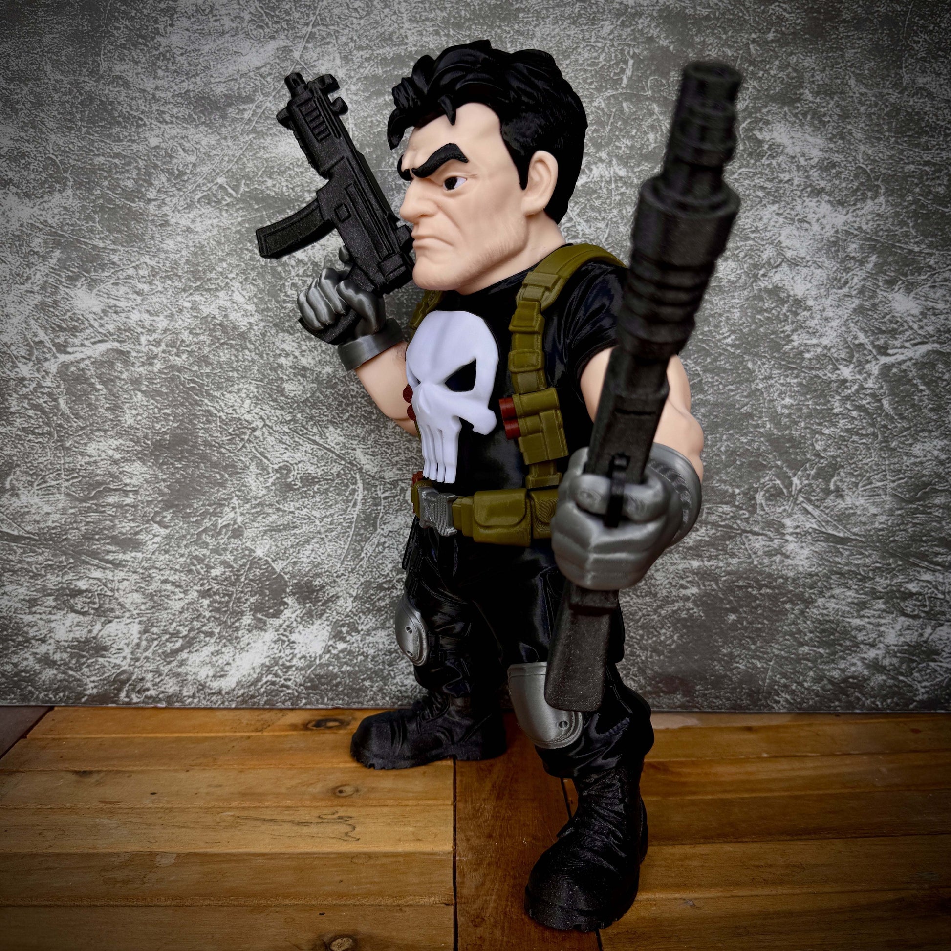 28" Massive Punisher superhero statue standing 28 inches tall with detailed design and accessories