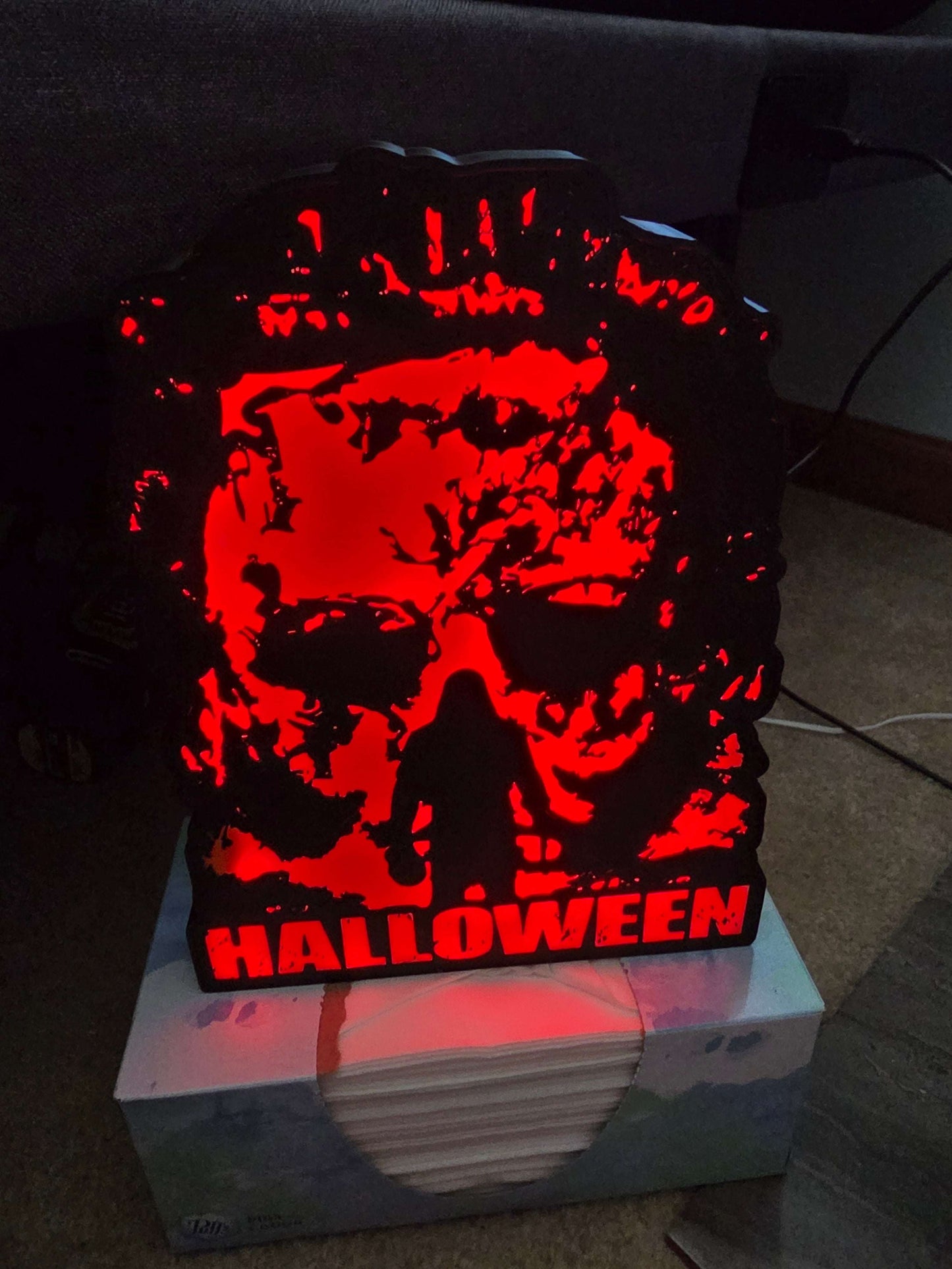 10" rob zombie halloween Michael myers lightbox onn led with remote takes 1-2 days to make by 3dCurioPrints