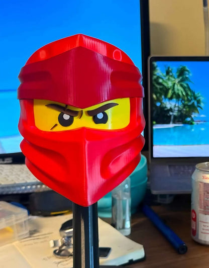 Lego Nijango Ninja Helmet, Fits Heads Up to 24 Inches, Black Green Red or Blue by 3dCurioPrints