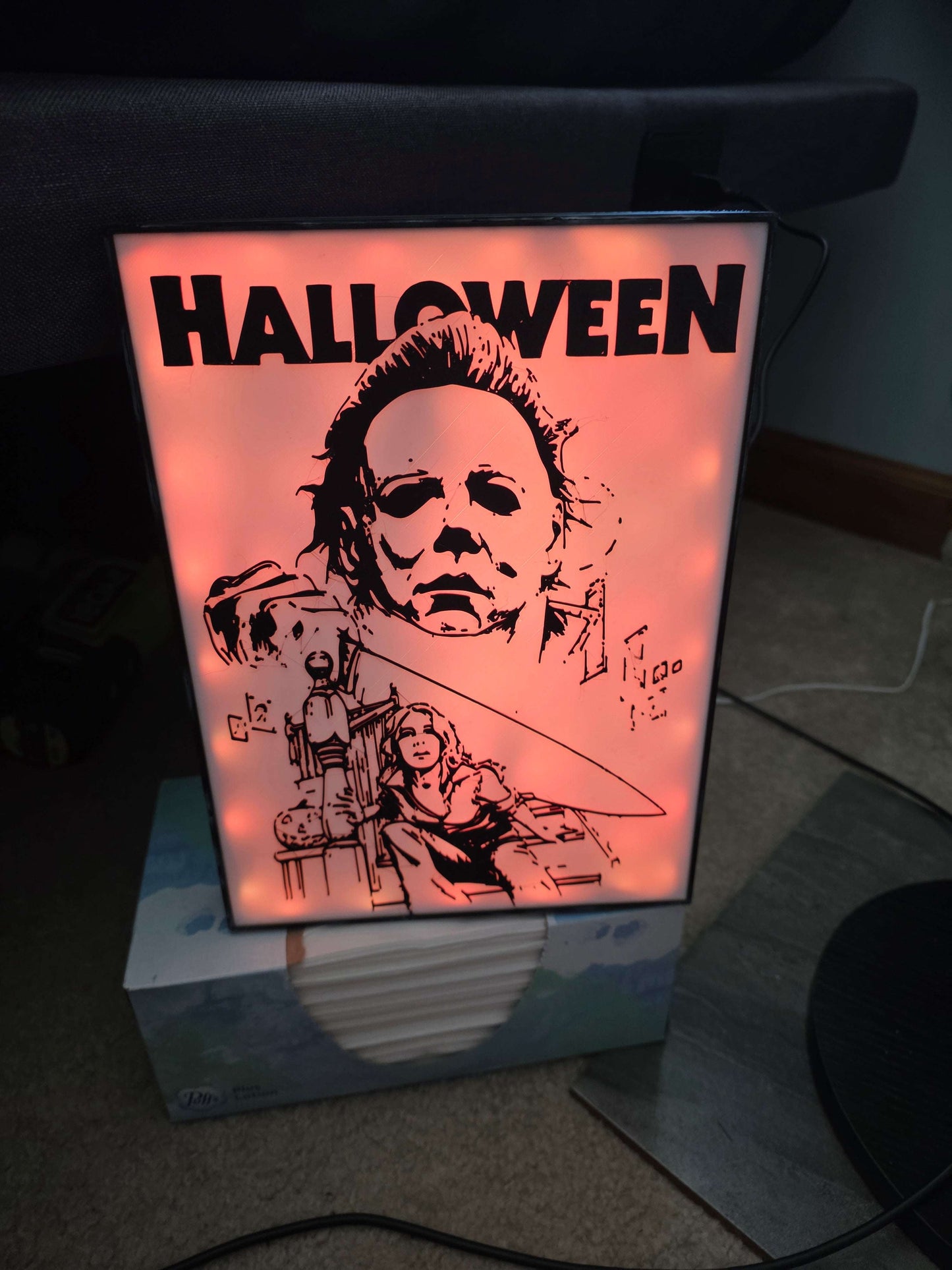 10" Michael myers lightbox closet scene halloween onn led and remote 1-2 days to make by 3dCurioPrints