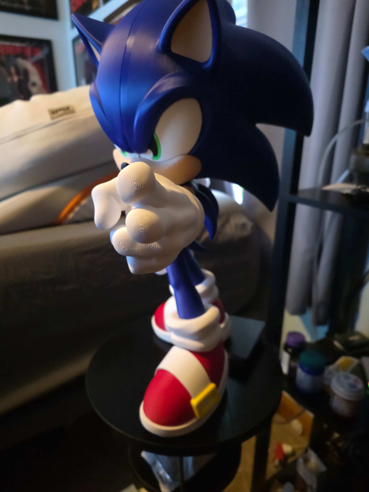 18" tall blue hedgehog 14 wide 10 thick cartoon figure by 3dCurioPrints