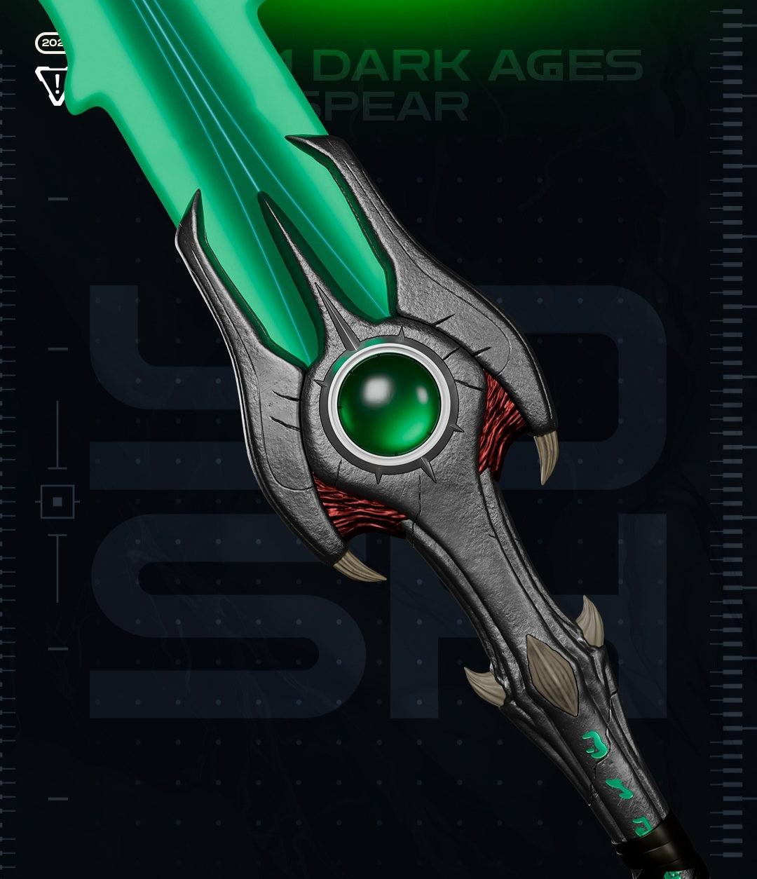 Doom dark ages spear cosplay in two pieces with green non-glowing finish