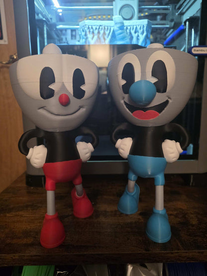 Large set of 2 10" cupman and mugman bust statue figure made to order by 3dCurioPrints