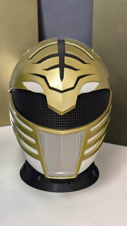 White Power Ranger full-size helmet mask with magnets, fits heads up to 24 inches