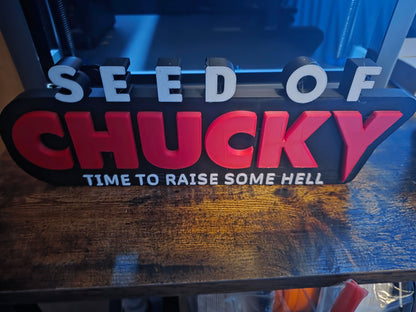 12x5 inch Seed of Chucky sign with horror-themed design for decoration