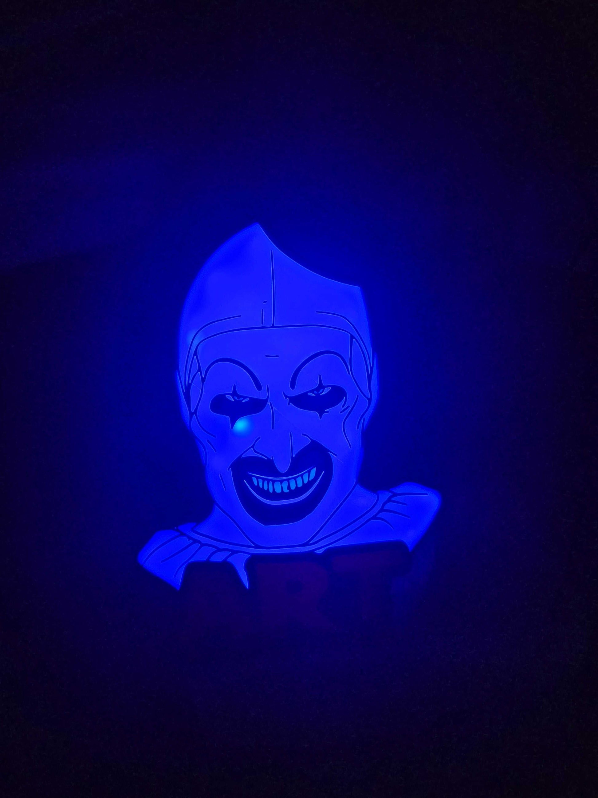 Art the Clown Terrifier LED lightbox with glowing backlit horror design