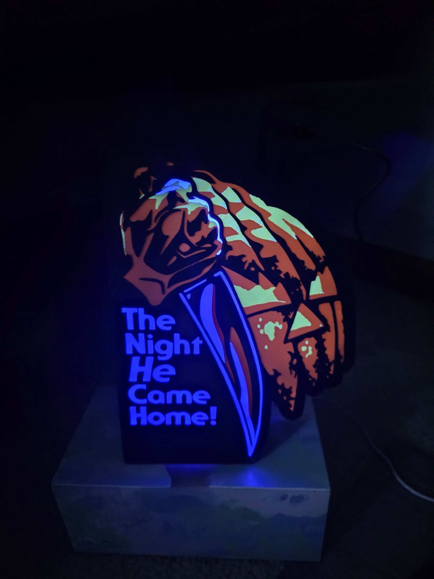 Micheal Myers the night he comes orange jack-o-lantern lightbox with orange background