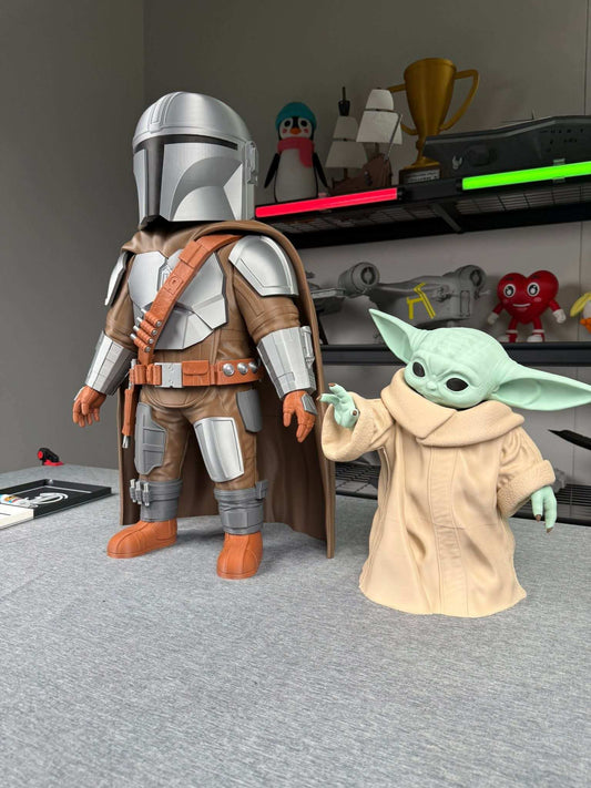 Large Boba Fett and Yoda full size bust figures 33" and 17" made to order animatronic replicas