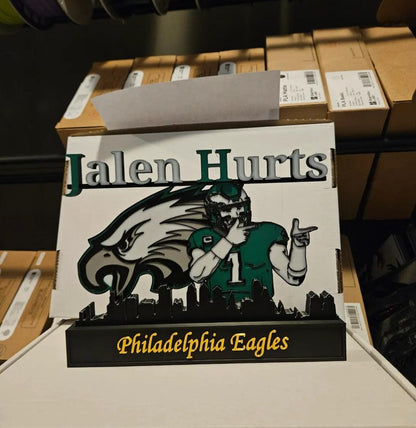 All sports 10-inch nameplate featuring NFL, NBA, MLB athletes like Kobe, Jordan, LeBron, and Brady for personalized sports fan display