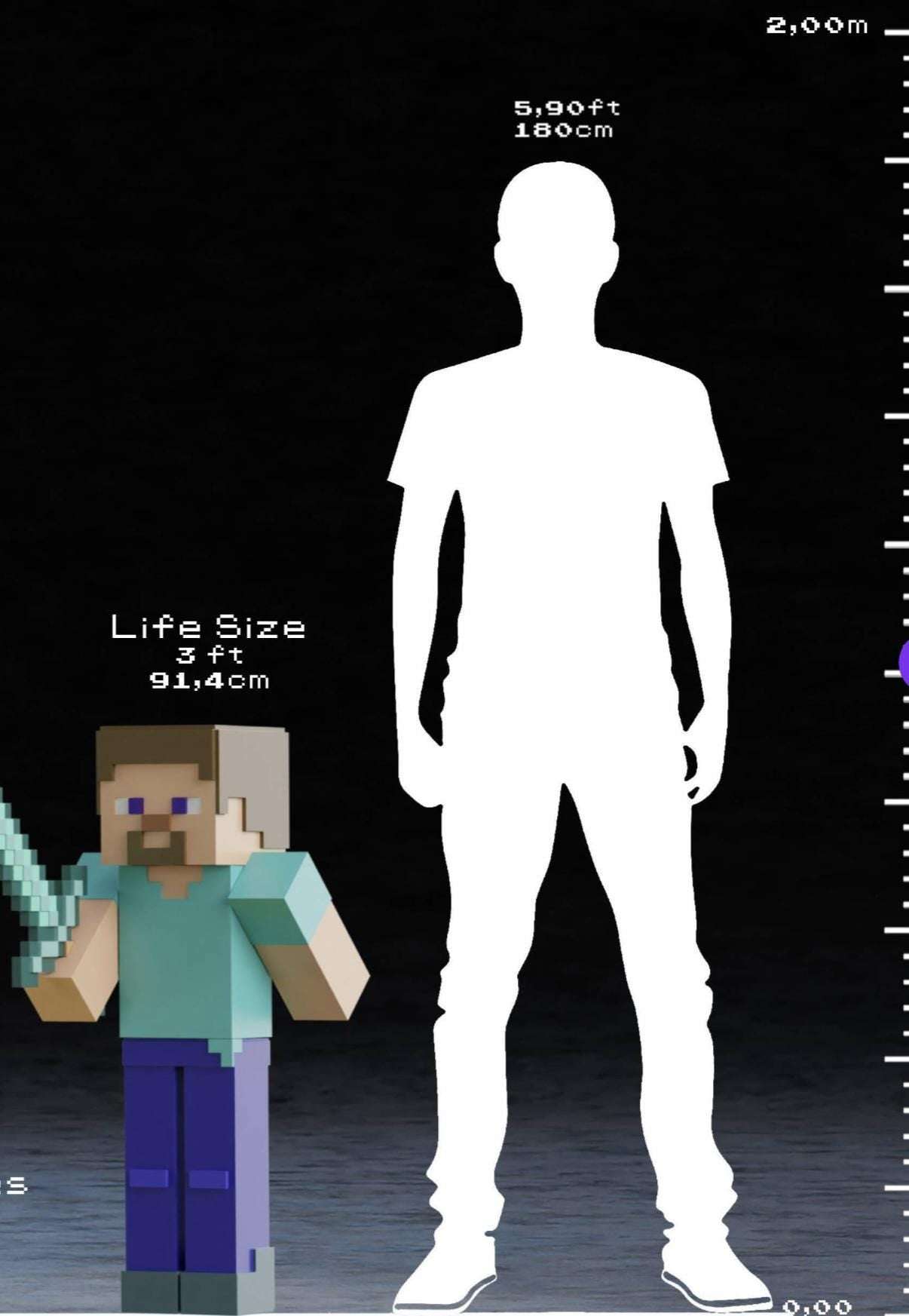 Large 1:1 3ft steve minecraft full size life size bust statue figure by 3dCurioPrints