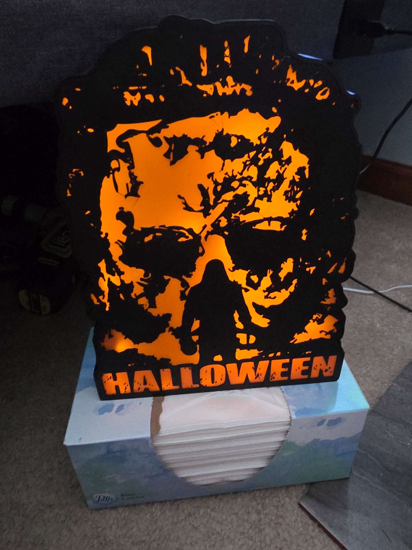 10" rob zombie halloween Michael myers lightbox onn led with remote takes 1-2 days to make by 3dCurioPrints