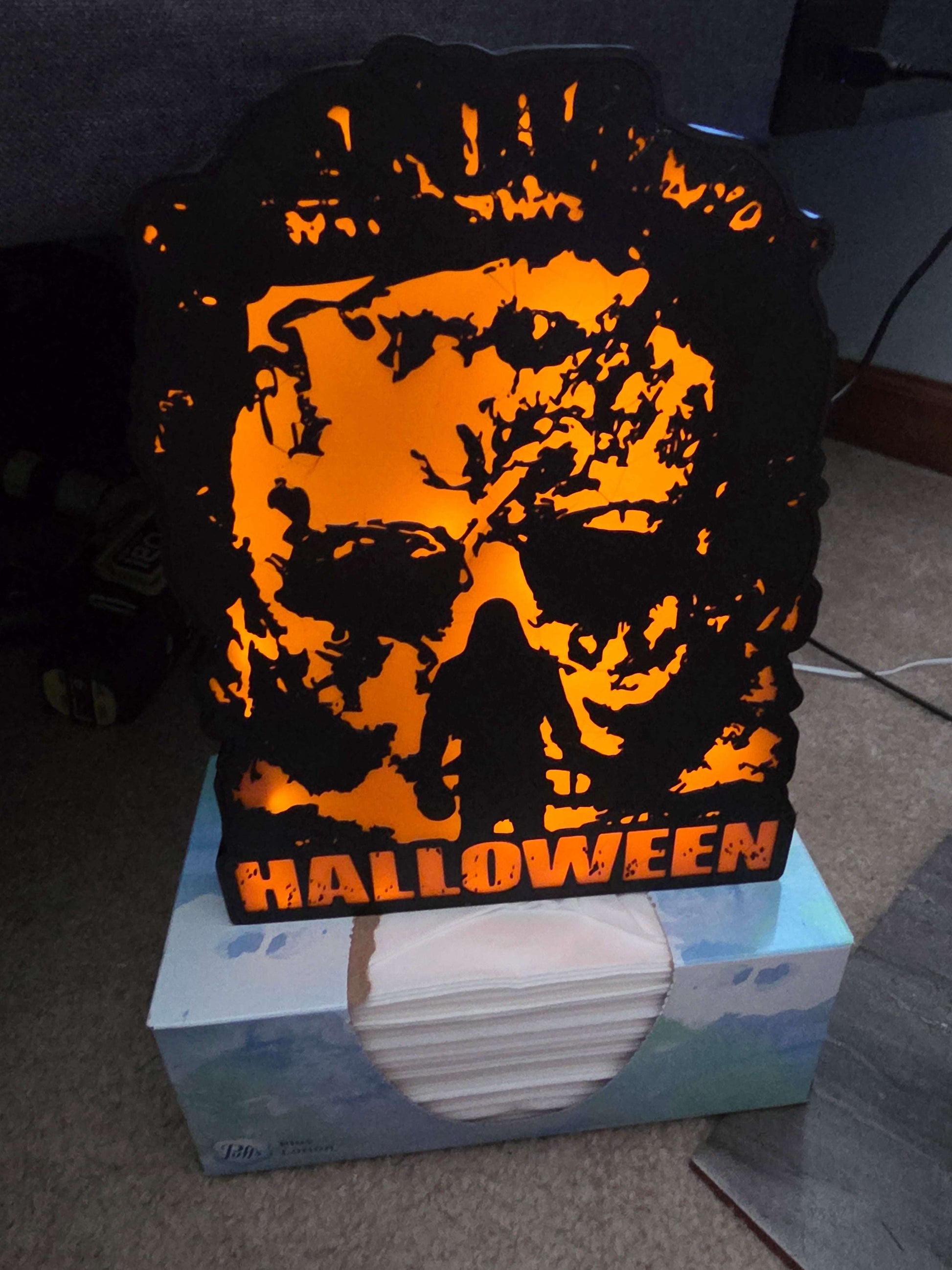 10" rob zombie halloween Michael myers lightbox onn led with remote takes 1-2 days to make by 3dCurioPrints