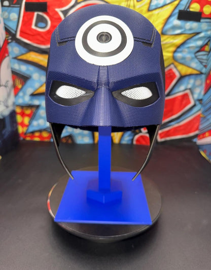 Bullseye vigilante half-head mask helmet with magnets, customizable color, one size fits most cosplay accessory