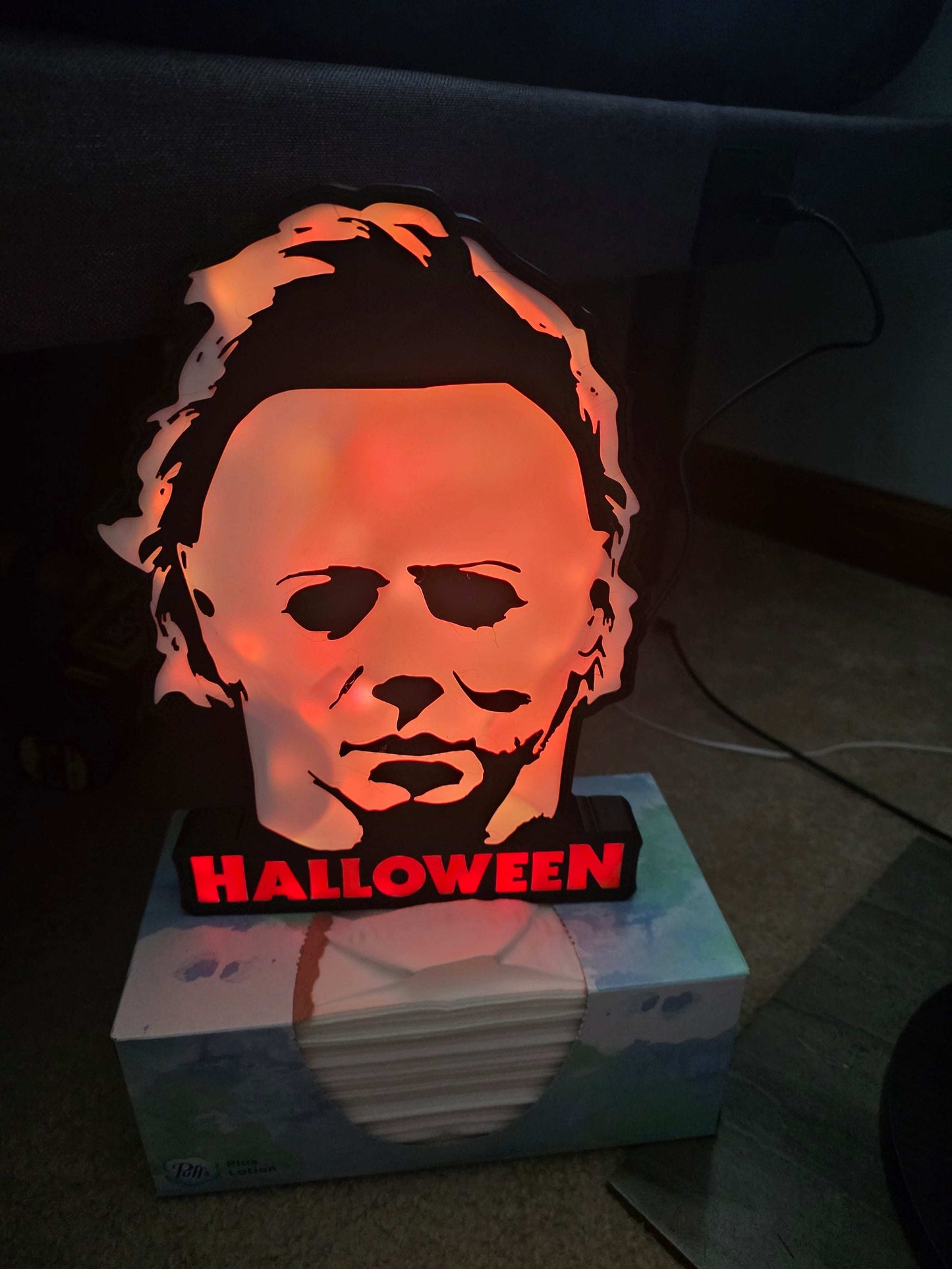 Michael myers lightbox 10" halloween comes with onn leds ship 1-2 days by 3dCurioPrints