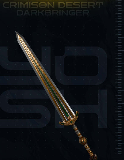 Crimson Desert Darkbringer Cosplay Sword Grey And Yellow Full Size Ready To Glue In Two Pieces For Safe Shipping by 3dCurioPrints