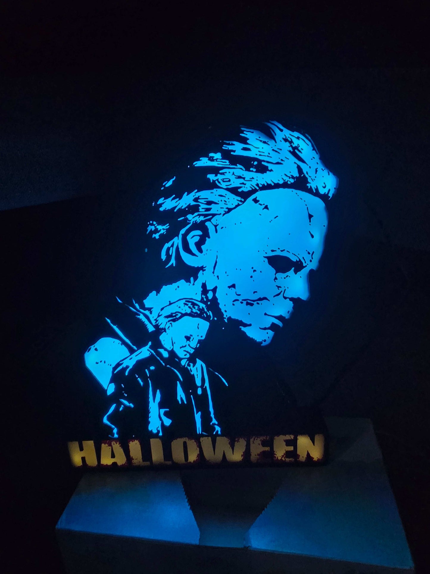 Halloween Micheal Myers lightbox with Rob Zombie design illuminated by ONN LED