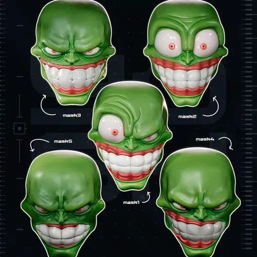 The Mask movie-inspired cosplay mask with magnetic closure and customizable mouth color