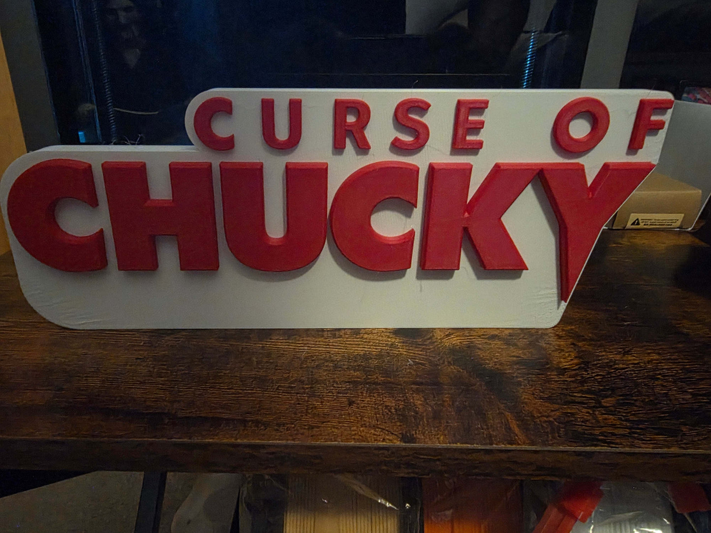 12 inch Curse of Chucky horror sign 12x5 inches rectangular wall decor