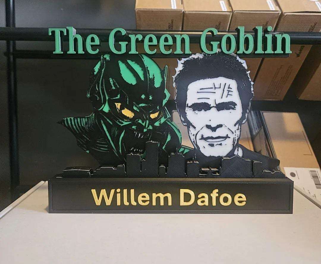 Superhero 10-inch nameplate wall art featuring Wolverine, Spider-Man, Iron Man, and Deadpool for desk or wall display