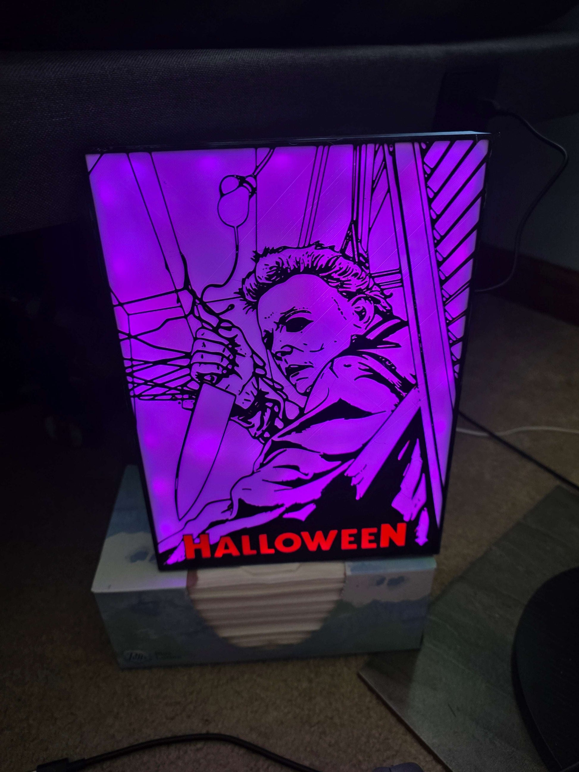 10" Michael myers lightbox halloween 1-2 days shipped comes with onn led and remote by 3dCurioPrints