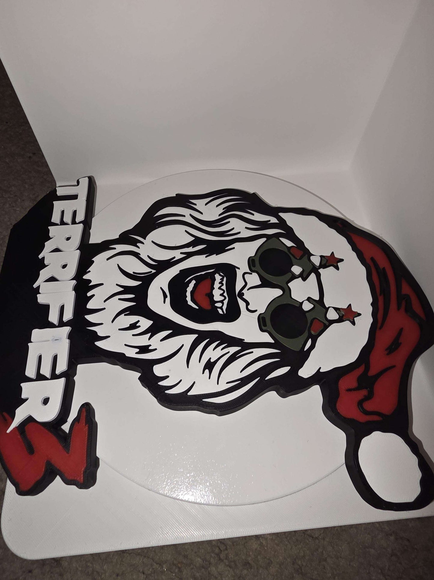 10" terrifier art the clown santa suit logo smaller head with logo horror halloween by 3dCurioPrints