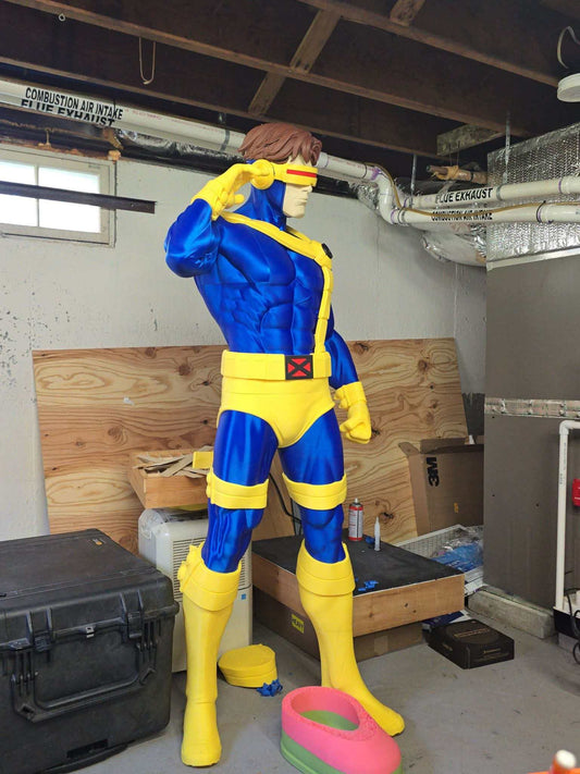 Life size 1:1 Cyclops superhero statue 6 ft tall with red eye light by 3dCurioPrints