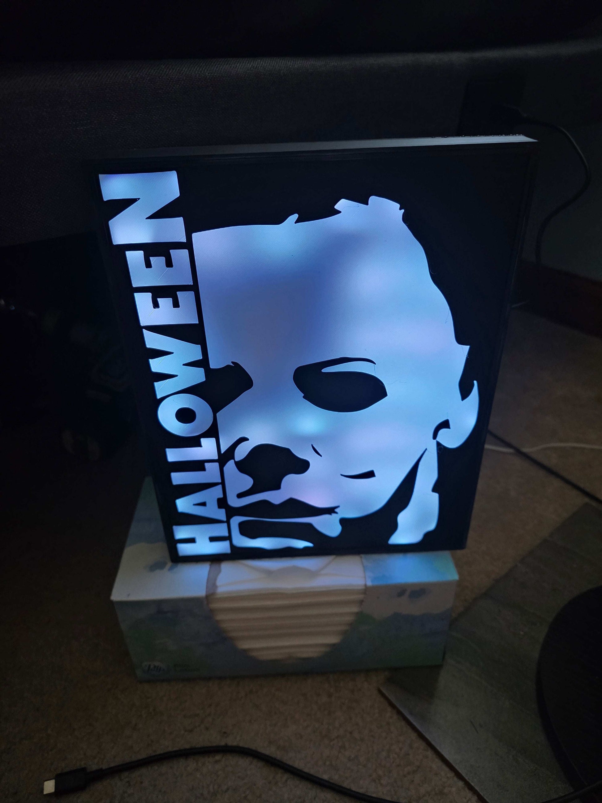 10" Michael myers lightbox halloween comes with onn led and remote ship 1-2 days by 3dCurioPrints