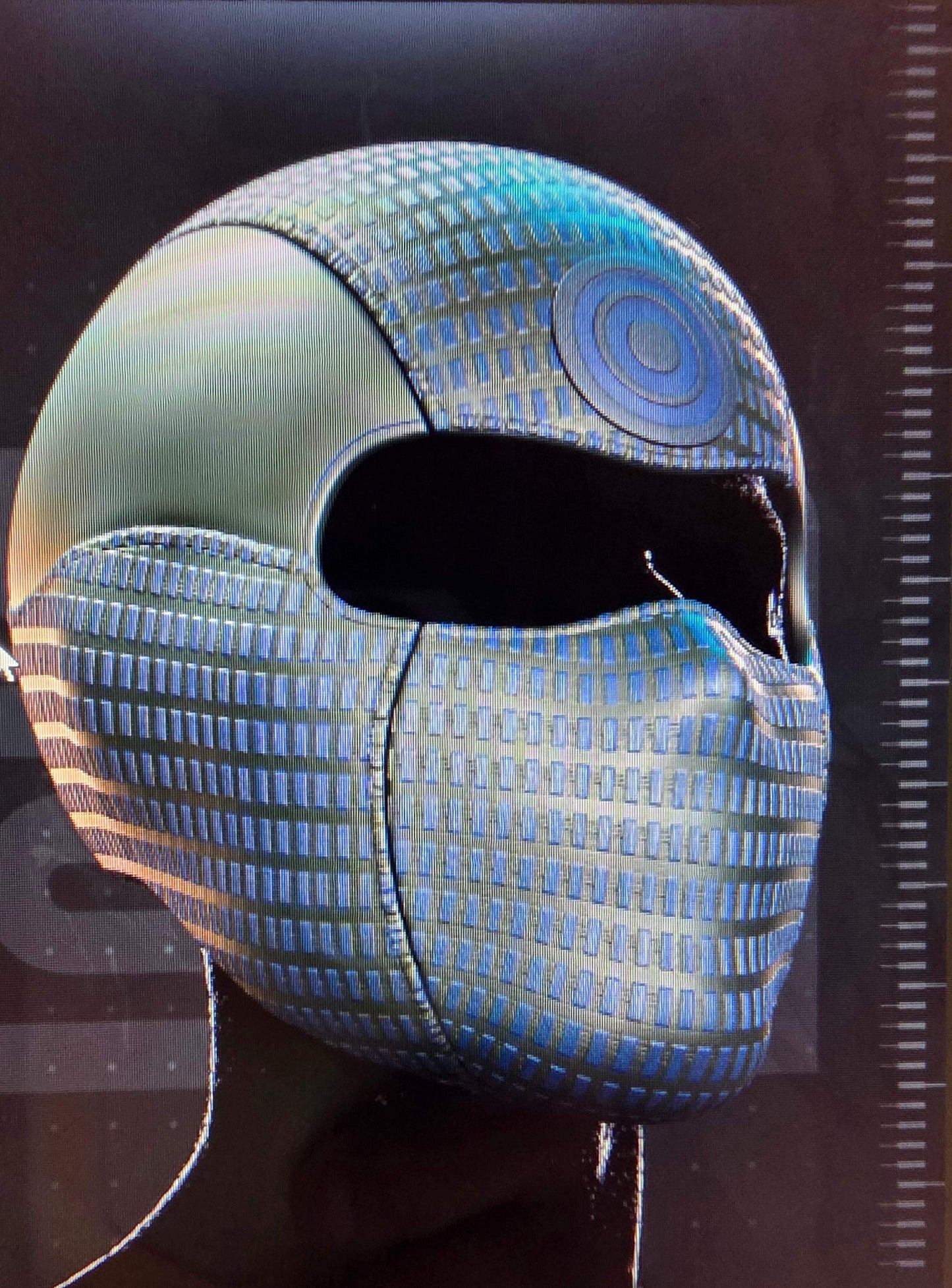 Full-head Bullseye vigilante mask with magnet-secured design and blue or black logo options for cosplay and costumes