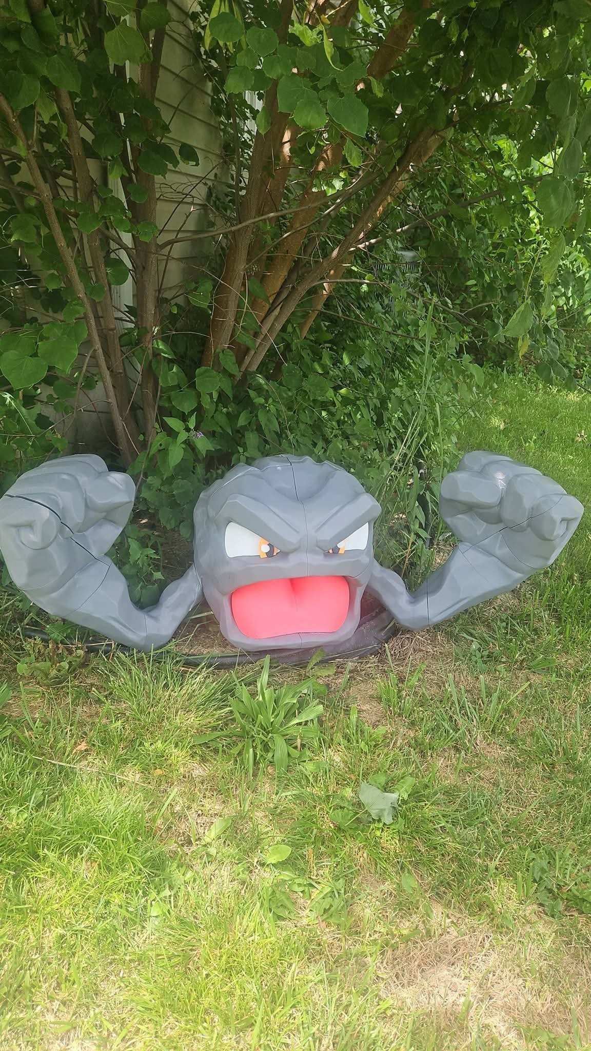 Full size 1ft 3in Geodude bust statue by 3dCurioPrints, lifelike rock-type Pokemon display piece