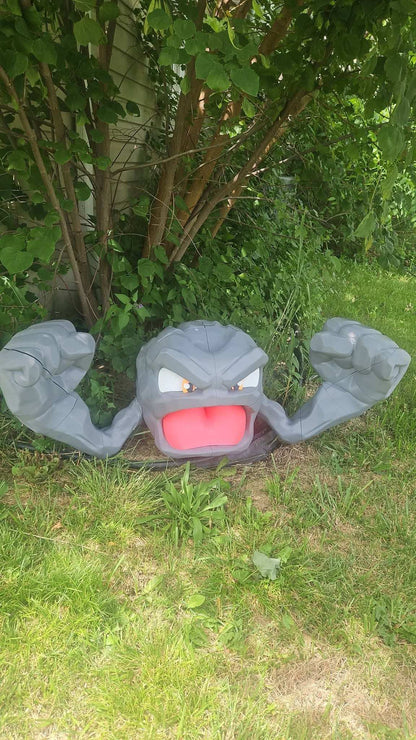 Full size 1ft 3in Geodude bust statue by 3dCurioPrints, lifelike rock-type Pokemon display piece