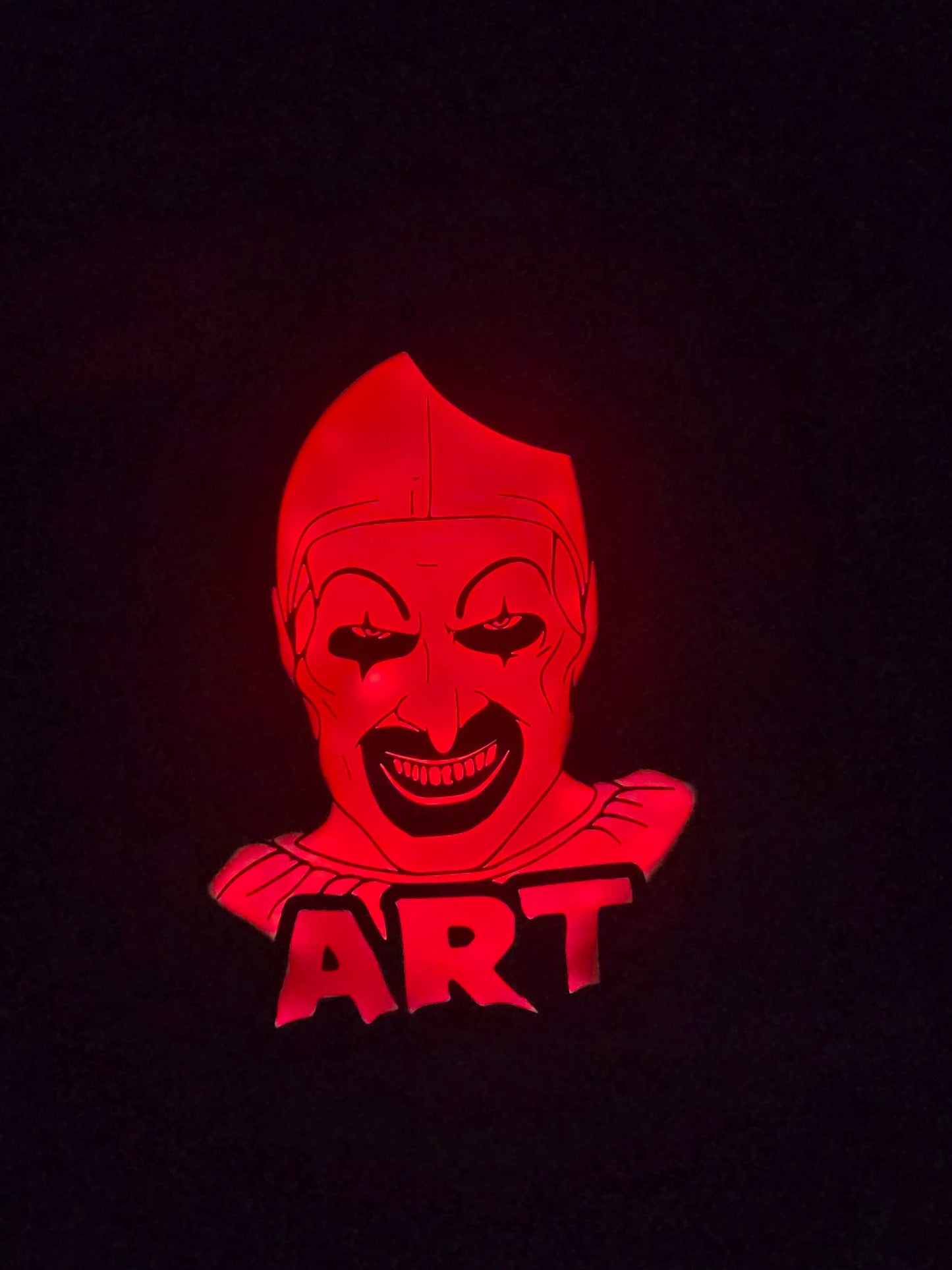 Art the Clown Terrifier LED lightbox with glowing backlit horror design
