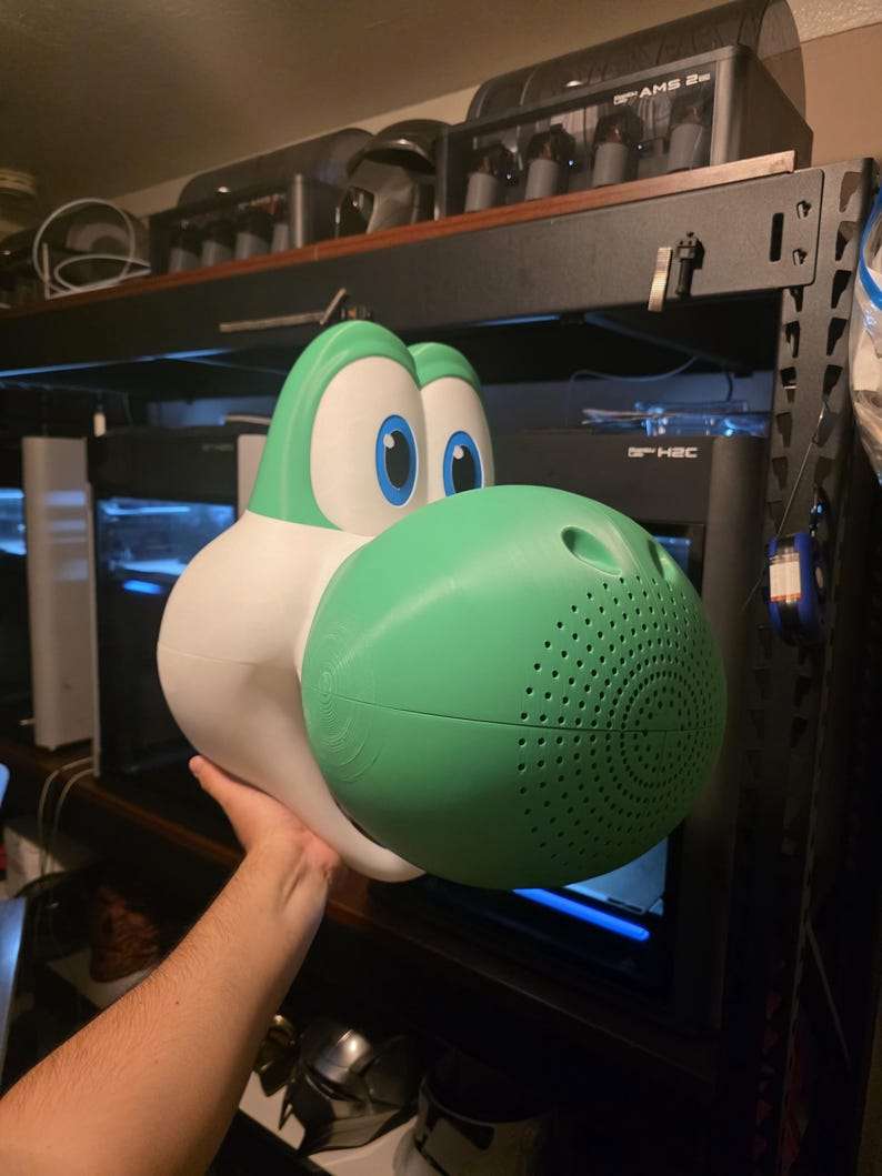 Green lizard full size Yoshi-inspired mask helmet for cosplay and costume events