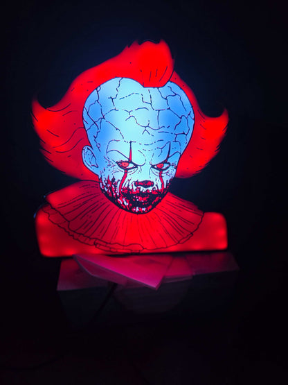 Pennywise 10" dancing clown lightbox with subtle glow for horror decor
