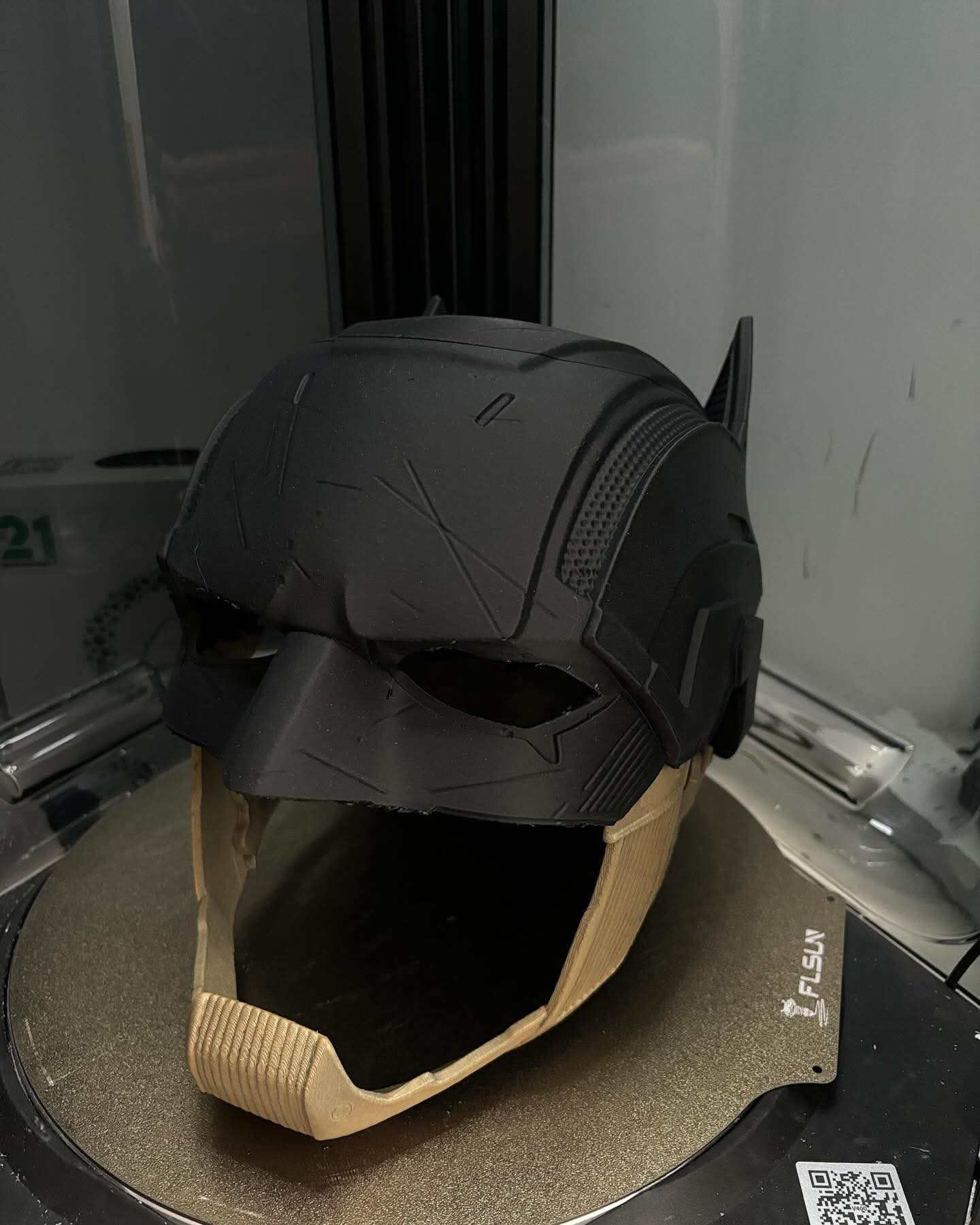 Full-size vigilante detective mask helmet inspired by Batman, hand-crafted with a one-week production time