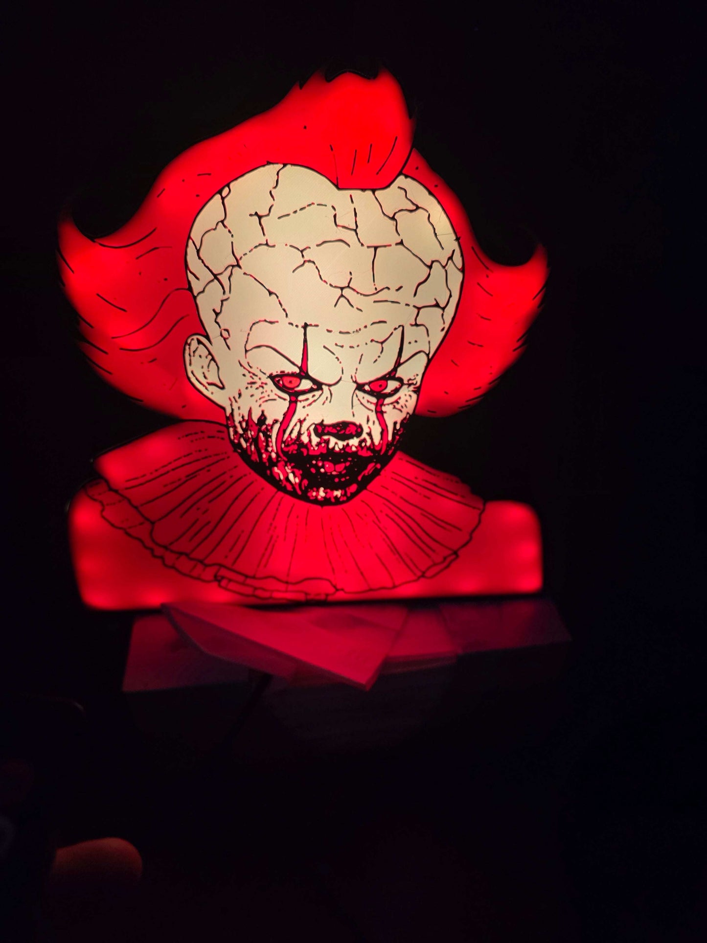 Pennywise 10" dancing clown lightbox with subtle glow for horror decor and Halloween displays