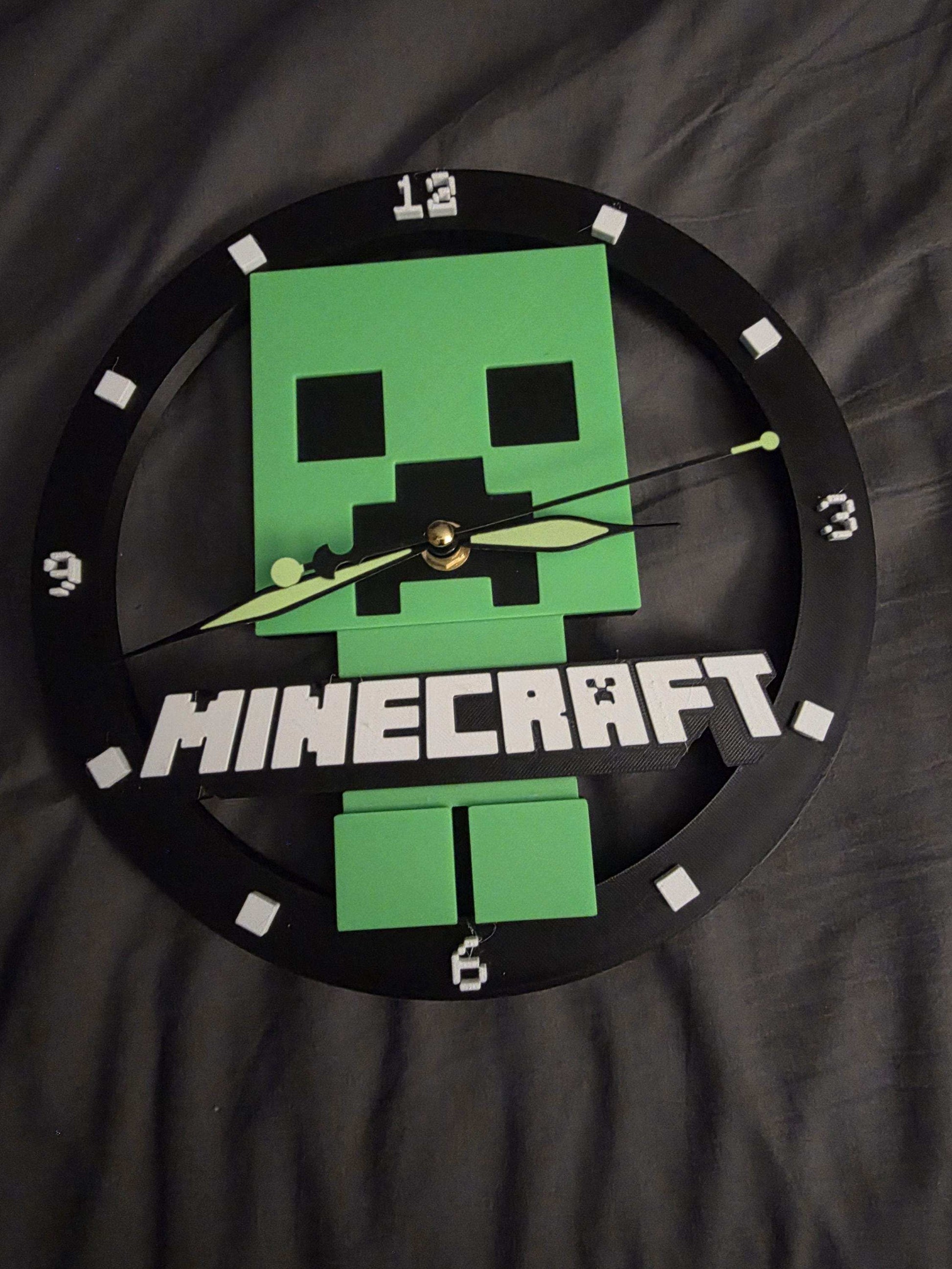 10" minecraft wall clock made 1-3 days by 3dCurioPrints