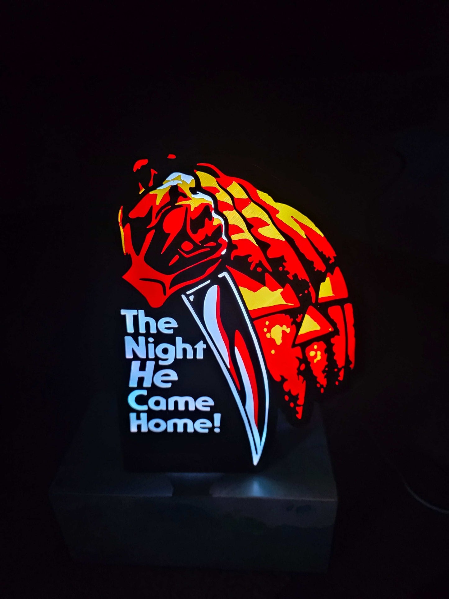 Micheal Myers the night he comes lightbox with orange jack-o-lantern and background