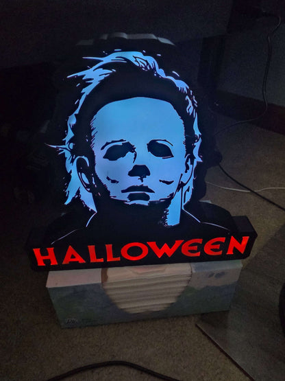 Halloween Michael myers 10" lightbox horror comes with onn led lights by 3dCurioPrints