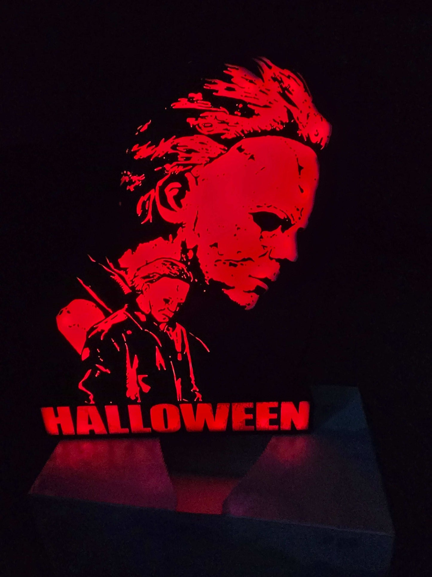 Halloween Michael Myers lightbox with Rob Zombie design illuminated by ONN LED